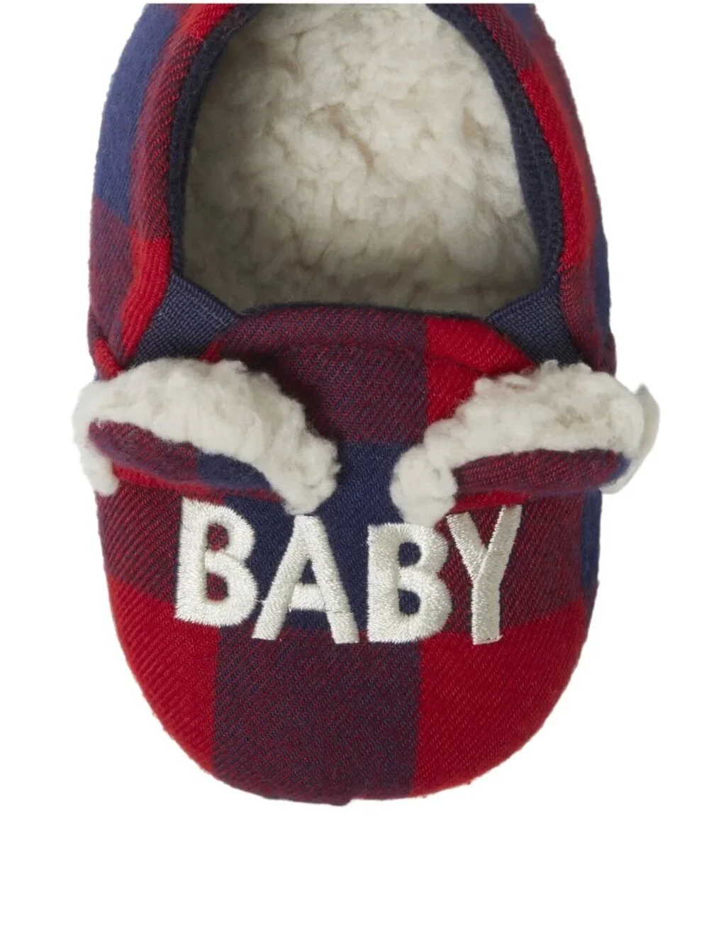 Dearfoams Cozy Comfort Baby Size 1-2 Slippers Baby Bear Plaid Flannel Lining